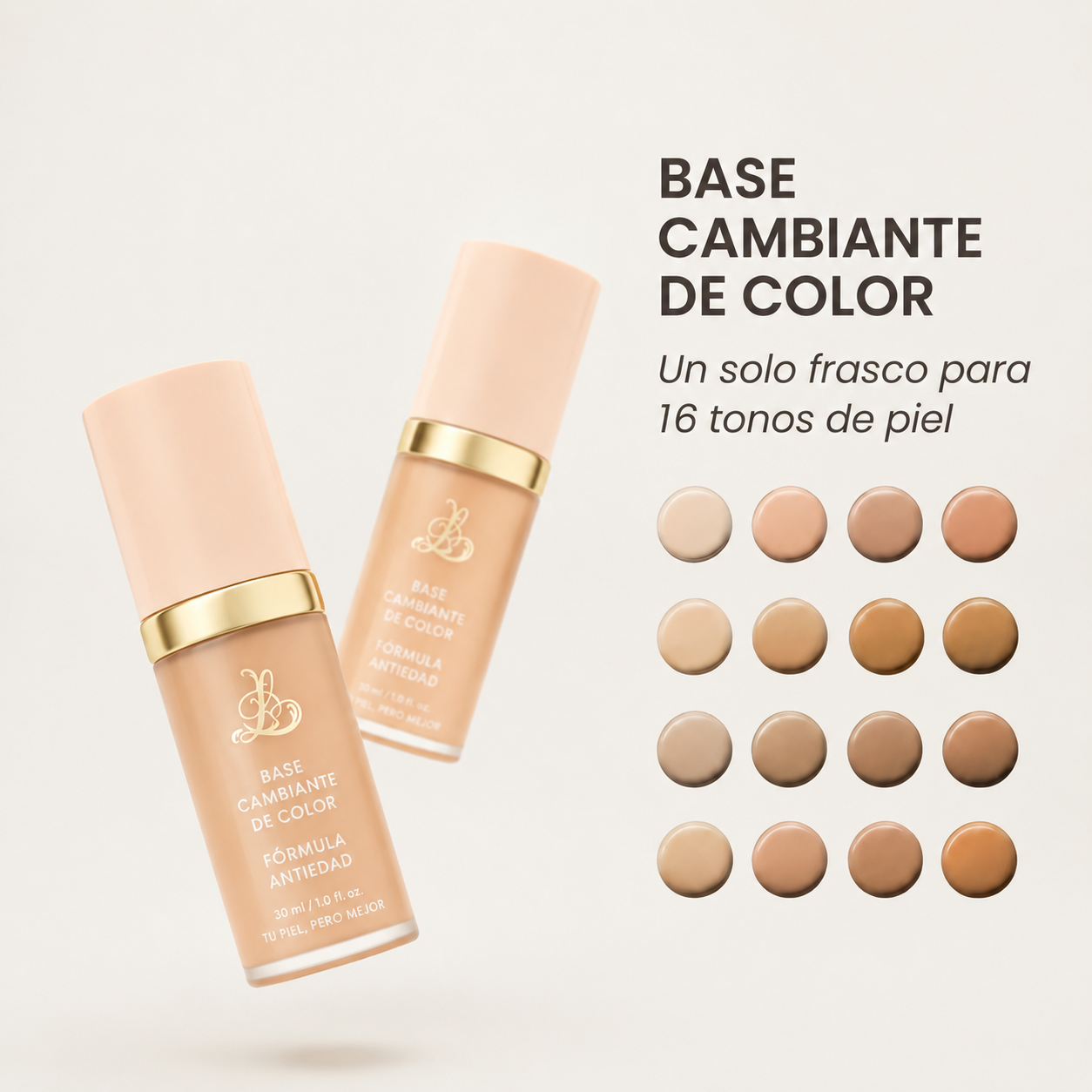 Kovalix Base de Maquillaje Cambiante 4 en 1 | Se Adapta a Tu Tono de Piel